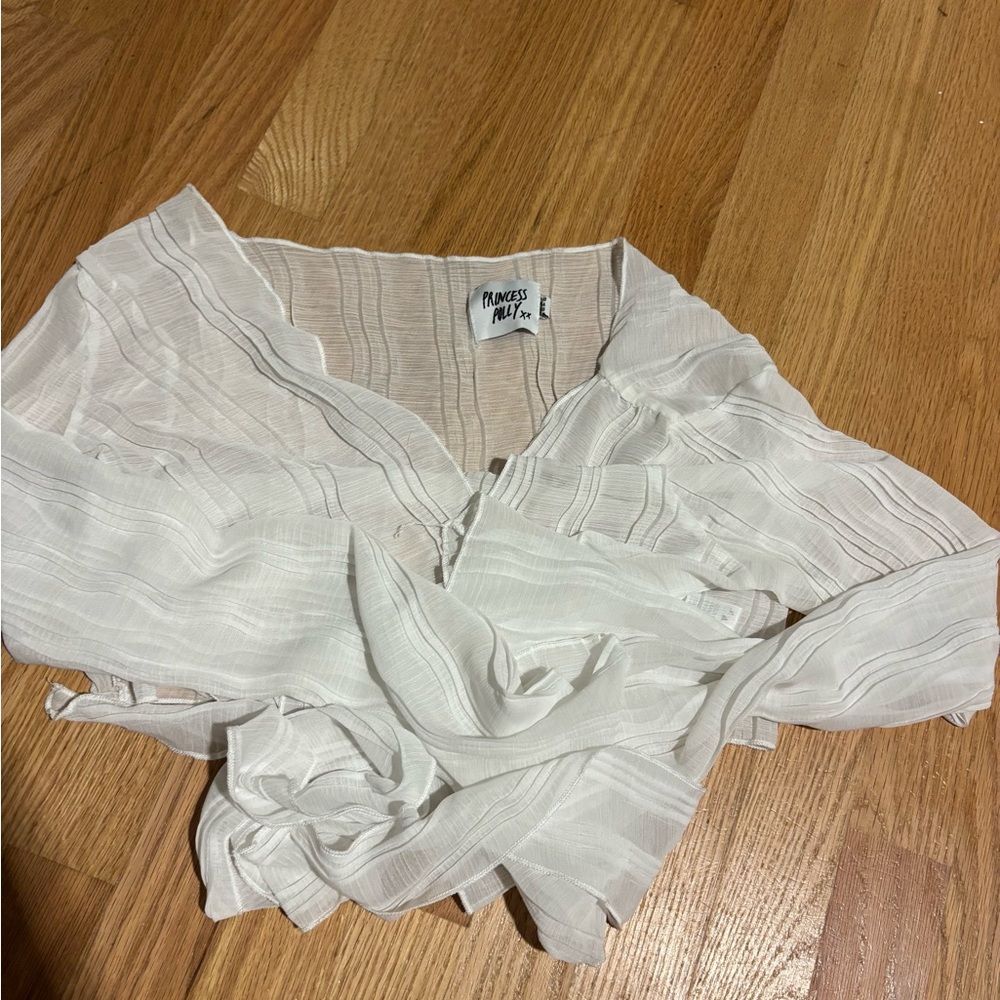 Princess Polly Cream Wrap Blouse